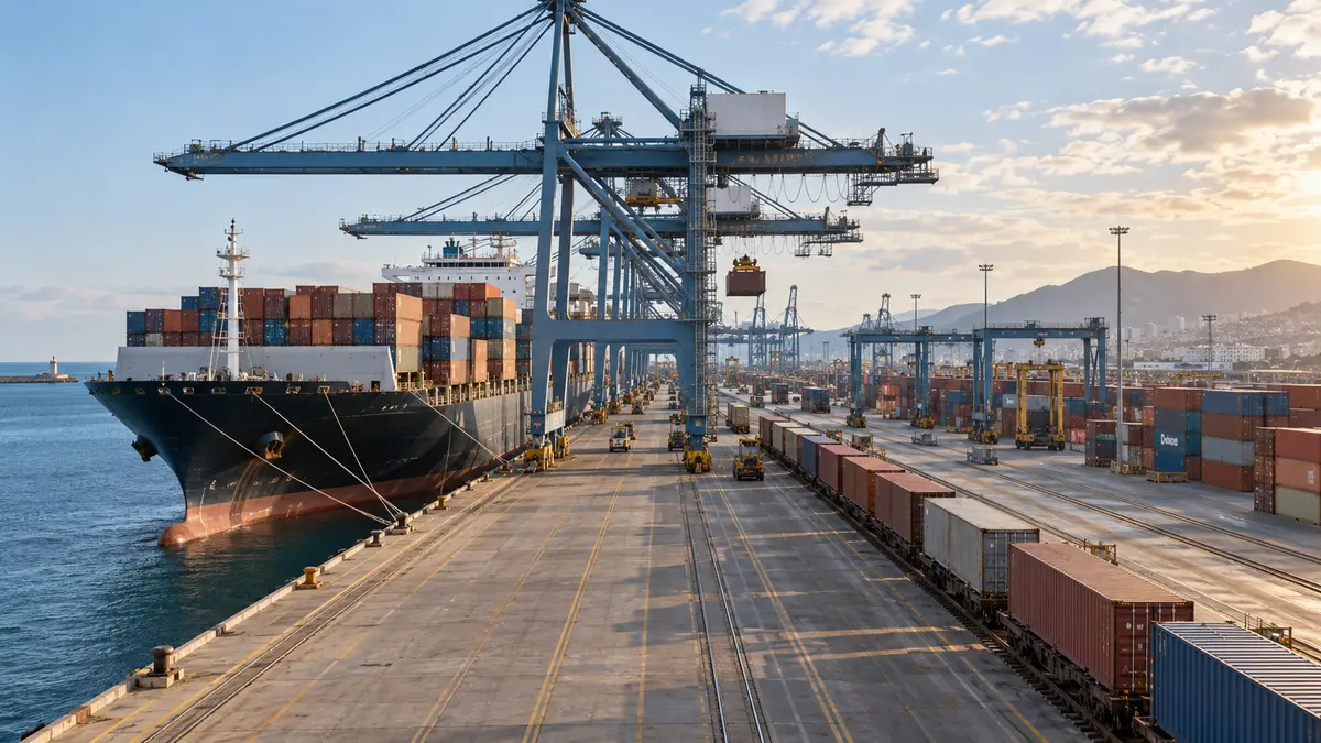 Container terminal and rail connections